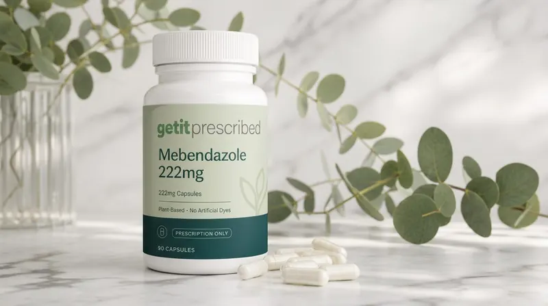 Get It Prescribed Mebendazole 222mg capsules bottle
